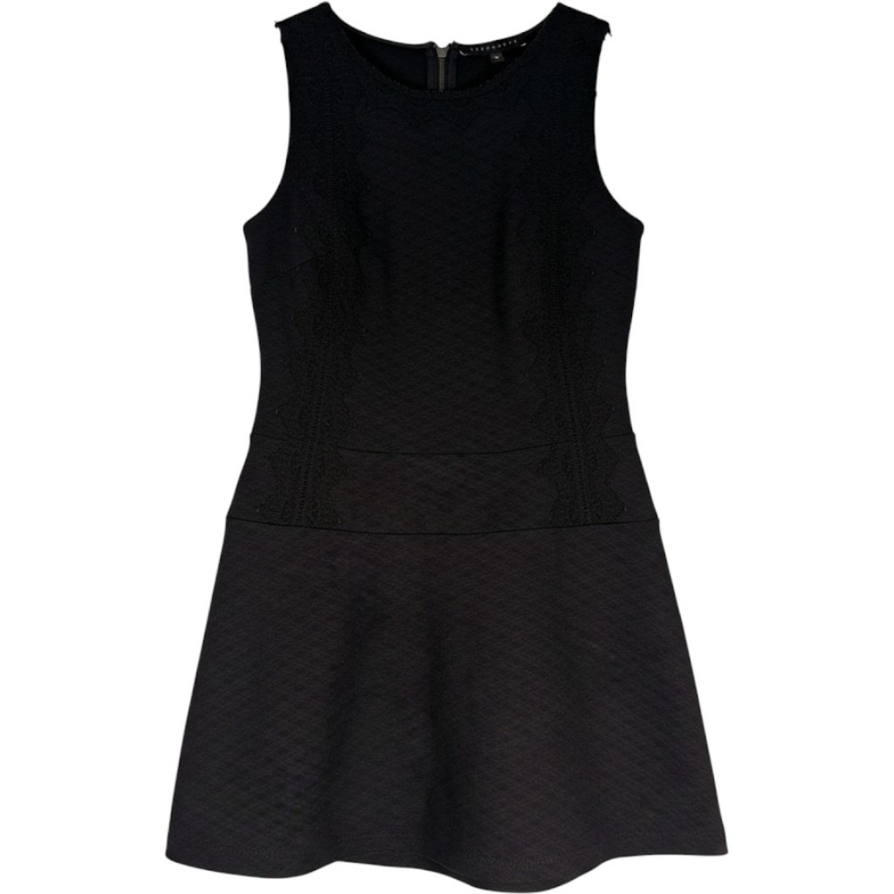 Sanctuary Black Lace Panel Diamond Texture Sleeveless Y2K Mini Dress Small